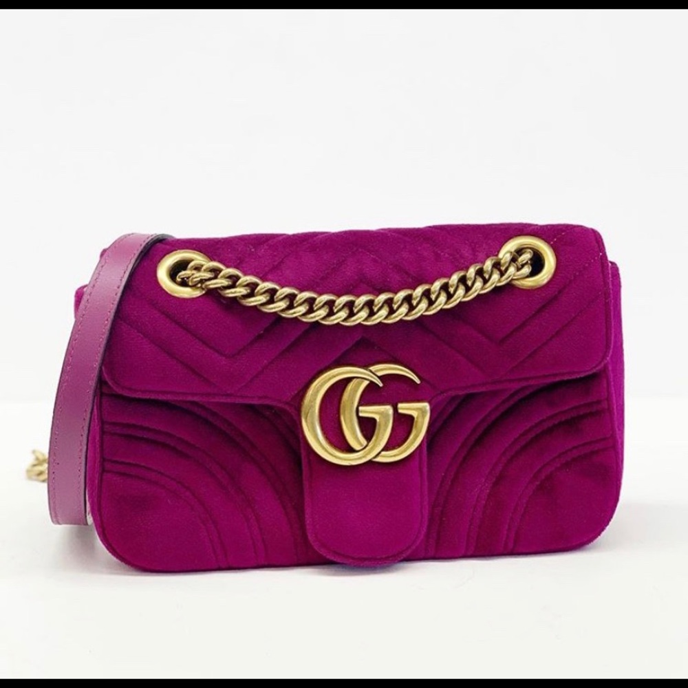 Gucci GG Marmont Mini Quilted Velvet Crossbody Bag